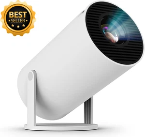 Mini Projector 4K 1080P Support Wi-Fi 6 Bluetooth Rotatable Design White Home - Picture 1 of 9