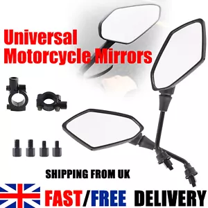 Motorcycle Wing Mirrors Rear View Side 8mm 10mm For 7/8'' Handle Bar 2Pcs - Picture 1 of 9