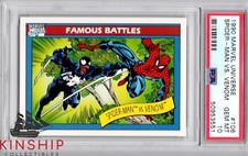 1990 Marvel Universe Spider-Man Vs Venom Trading Card Famous Battles PSA 10 #106