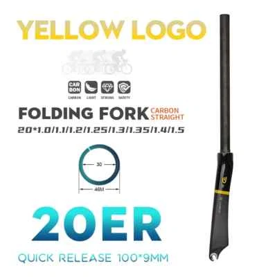 Horquillas delanteras plegables de carbono para bicicleta ruedas de 20" para freno en V QR: 9 × 100 mm tubo de 28,6 mm Foto 1 de 4