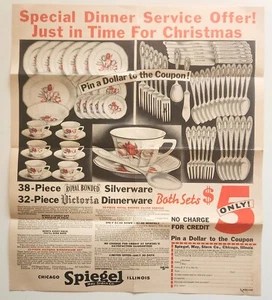 Pubblicità Spiegel Royal Bonded Silverware & Victoria stoviglie anni '40 - Foto 1 di 2
