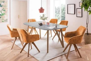 Esstisch Grau/Eiche 160x90 cm Esszimmertisch Diningtisch Speisetisch Holztisch - Bild 1 von 14