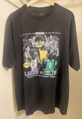 Rare Vintage LA Lakers vs Boston Celtic NBA Finals 2008 2Side Shirt XL CH Gold Cover