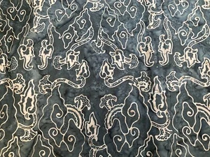 BANYAN BATIK-AFRICAN VIOLETS-DELPHINIUM COLLECTION #NO.80164.49-VINES-BLUE/GREY - Picture 1 of 2