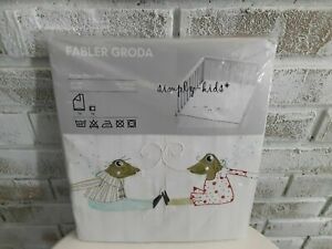 NEW IKEA Crib Quilt Cover Set with Fabler Groda Frogs in Love White Olive Green