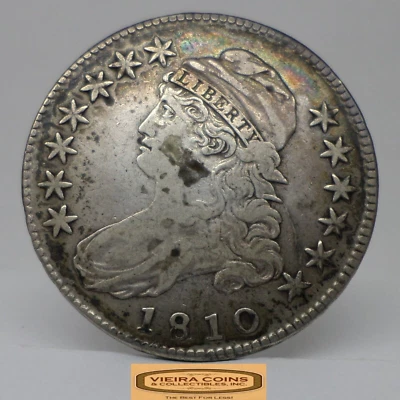 Medio dólar de plata busto tapado 1810 - #C45604NQ Foto 1 de 2