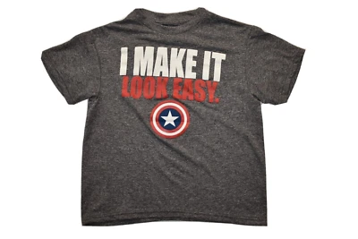 Marvel Youth Boys Captain America I Make It Look Easy Funny Shirt New M(8) - Image 1 of 4