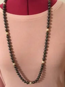 Vintage style long heavy metal bead necklace - Picture 1 of 4