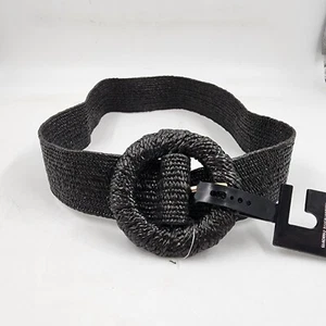 I.N.C. International Concepts Stretch Woven Design Belt Women's M/L Black Buckle - Picture 1 of 18