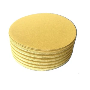 50PCS 125mm 5 Inch Gold sandpaper No Hole Hook & Loop Grip Sanding Discs 60 Grit - Picture 1 of 7