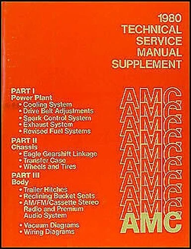 1980 AMC Negozio Manuale Update Integratore Originale Aquila Concord Amx Spirit - Immagine 1 di 1