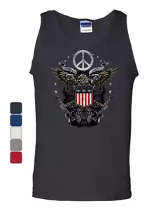 Freedom Rock Tank Top Peace American Flag Bald Eagle 4th of July Sleeveless - Picture 1 of 7