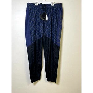 Versace Men's Blue/Black La Greca Print Panelled Logo Print Track Pants - 46 - Picture 1 of 8