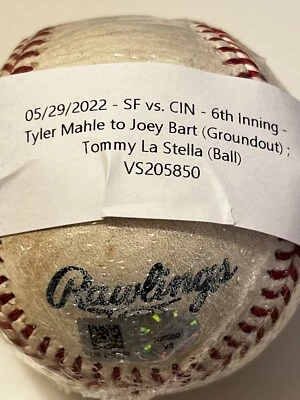 MLB Authenticated-Joey Bart GO to Kyle Farmer/Joey Votto & La Stella vs Mahle - Image 1 of 4