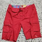 Polo Ralph Lauren Shorts 38 Red Swim Trunks Board Cargo Floral Polyester