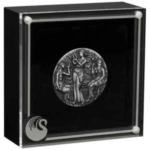 Tuvalu 2 $ 2025 Il destino (1.) The Moirai 2 oz argento 999,9 AF altorilievo confezione originale - Foto 1 di 13