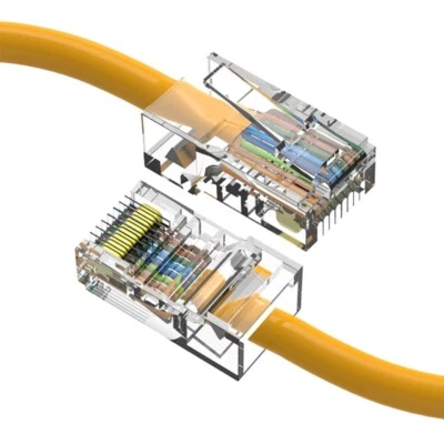 0.5FT Cat5e RJ45 Ethernet LAN Network UTP Non-Booted Patch Cable Copper Yellow - Image 1 of 4