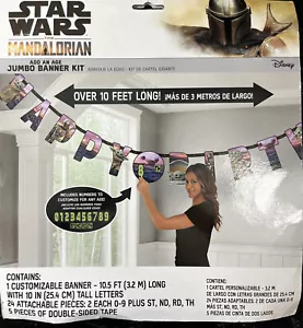 Star Wars The Mandalorian Jumbo Banner Kit~Birthday (add Age), 10.5ft Banner Etc - Picture 1 of 7