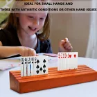 Card Tool Wooden Playing Card Holder Funy Desktop Game Wooden Base