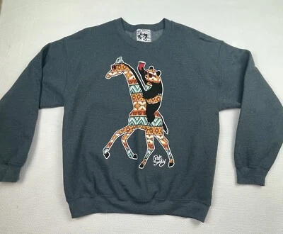 Riot Society Mens  Gray Tribal Panda Riding Solo Cup Sweatshirt Large - Image 1 of 4