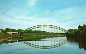 Postcard Tyngsboro Bridge Over Merrimack River Tyngsboro Massachusetts MA - Picture 1 of 2
