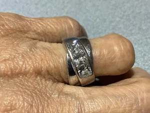 modernist Sterling Silver CZbaquete Ring Size 6 1/4 8.6 gr - Picture 1 of 8