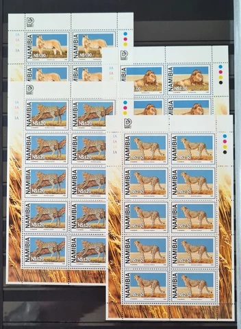 Namibia 1998 Large Wild Cats Full Sheets Set sg782 - 785.  P.O.F. (B10) Cover