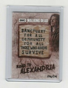 WALKING DEAD ROAD TO ALEXANDRIA OWEN (WOLF) SANCTUARY SIGN PATCH CARD  #/10!!