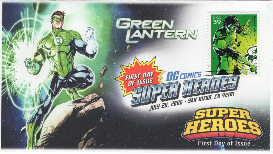 AO-4084b-1, 2006, DC Comics Super Heroes, Green Lantern, FDC, Add-on Cachet. Dig - Image 1 of 1