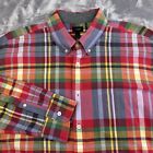 J Crew Men's Madras Plaid Long Sleeve Button Up Shirt Size XL