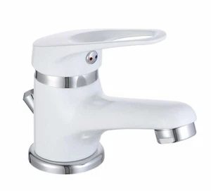 Waschbecken Bad Wasserhahn Armatur Einhandmischer Mischbatterie Waschtisch weiß - Bild 1 von 2