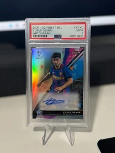 2021-22 Topps Finest UCL Auto Yusuf Demir #BA-YD Rookie Auto RC PSA 9 MINT - Picture 1 of 4