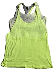 Reggiseno integrato Lululemon Twist and Toil 2 in 1 Tank grigio giallo agrumi taglia 12 - Foto 1 di 10