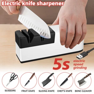 Afilador de cuchillos eléctrico profesional cocina afilador piedra amoladora cuchillos EE. UU. - Imagen 1 de 16