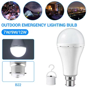7-12W B22 Rechargeable Emergency LED Light Bulbs Battery Operated In/Outdoor NEW - Picture 1 of 15