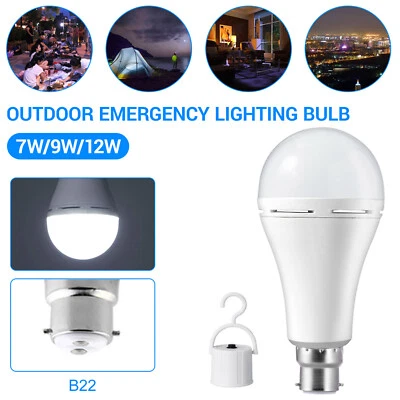 7-12W B22 Rechargeable Emergency LED Light Bulbs Battery Operated In/Outdoor NEW - Image 1 of 4
