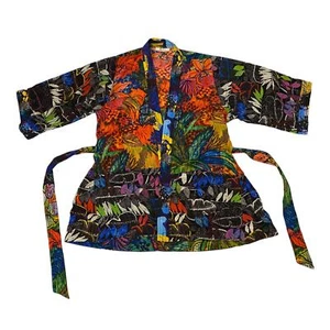 Robert Graham Multicolor Cinturón 100% Seda Colorido Floral Bata Kimono Chaqueta L - Imagen 1 de 13