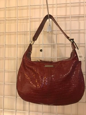 Designer Small Hobo Red Croc Patent Leather Retailed at $325 - Image 1 of 4