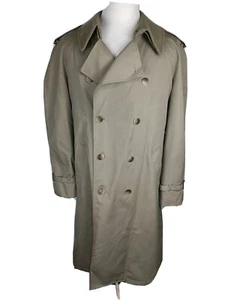London Towne Mens Sz 42L Kahki Removable Lining & Wool Collar Trench Coat SH1 - Picture 1 of 14