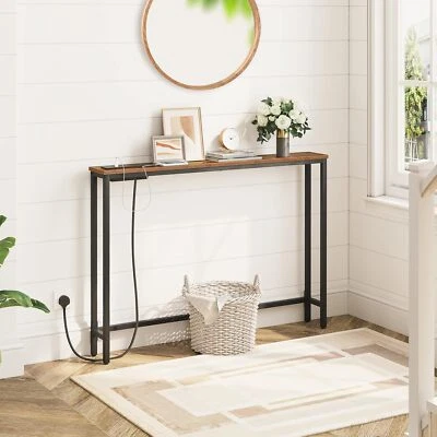 HOOBRO Slim Console Table with Charging Station Hallway Table Sofa/Behind Couch Table