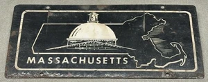 Massachusetts Booster Metal License Plate State Shape Capital 1940 1950 - Picture 1 of 2