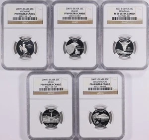 2007-S 50 Silver State Quarters Set NGC Proof 69 UC (5 Coins) - Picture 1 of 2