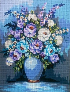 Needlepoint tapestry painted canvas 40.133 Flowers  (16"x20") GobelinL - Picture 1 of 3