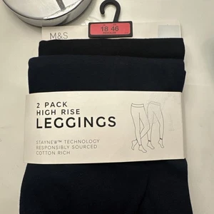 M&S High rise 2 pack black and navy Leggings Size 18 BNWT Marks & Spencer - Picture 1 of 5