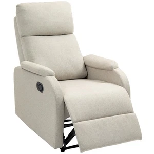 HOMCOM Poltrona Relax Reclinabile Manuale in Tessuto con Poggiapiedi Beige - Foto 1 di 10