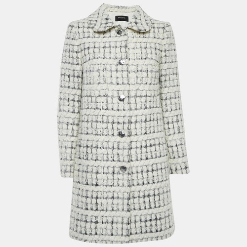 OFF WHITE Cappotto Paule Ka Off bianco tweed lunghezza media M