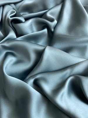 Slate Blue Silk Charmeuse | SUMPTUOUS & Thick | 43.5" Wide| Liquid Drape - Image 1 of 4