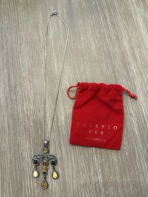 Valerio 888 Ian & Valery Co Sterling Silver 925 Amber Tear Drop Pendant Necklace - Image 1 of 4