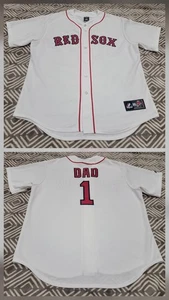 Authentic Majestic MLB Boston Red Sox Custom Jersey "#1 DAD" White Men XL - Picture 1 of 15