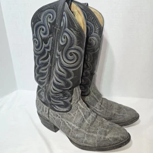 VTG Tony Lama Cowboy Western Boots Mens 8 D Elephant Black Label Exotic 8501 - Picture 1 of 18